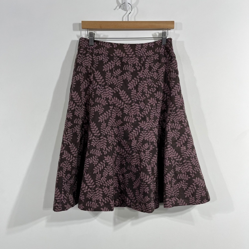 Demian Fairy Grunge Renfair Artsy Boho Leaf Print A-Line Midi Skirt Japan 90s